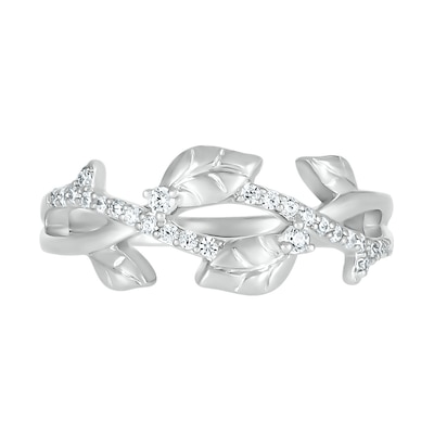 0.145 CT. T.W. Diamond Twist Leaf Ring in Sterling Silver