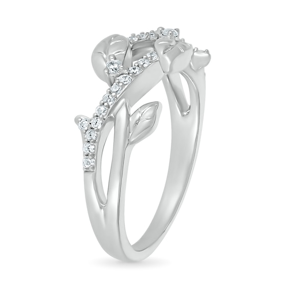 0.145 CT. T.W. Diamond Twist Leaf Ring in Sterling Silver