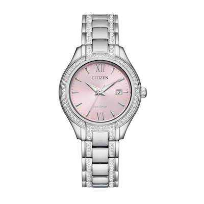 Ladies' Citizen Eco-Drive® Silhouette Crystal Accent Watch with Pink Dial (Model: FE1230-51X)