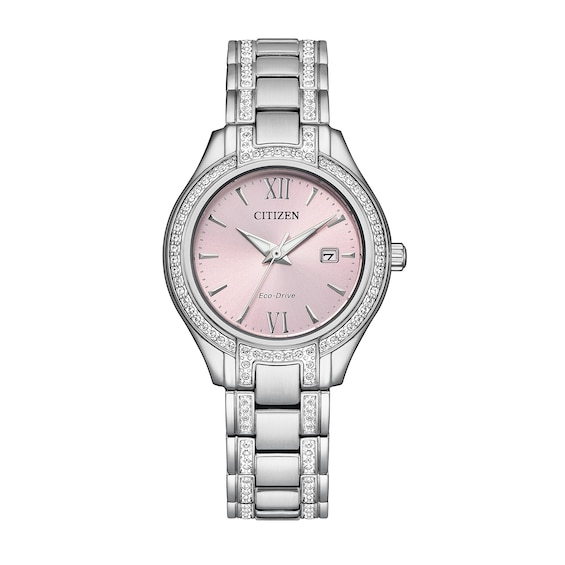 Ladies' Citizen Eco-Drive® Silhouette Crystal Accent Watch with Pink Dial (Model: FE1230-51X)