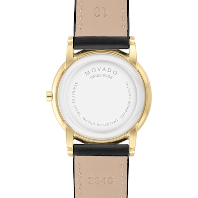 Ladies' Movado Museum Classic Gold-Tone PVD Strap Watch with Black Dial (Model: 0607584)