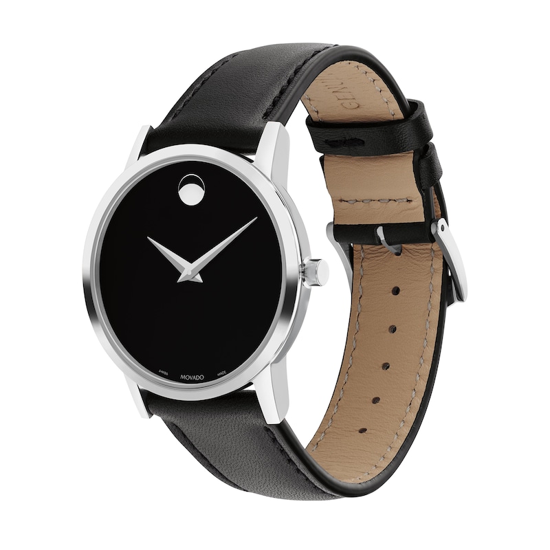 Ladies' Movado Museum Classic Strap Watch with Black Dial (Model: 0607583)|Peoples Jewellers