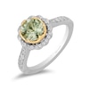 Enchanted Disney Tiana 7.0mm Green Quartz and 0.29 CT. T.W. Diamond Scallop Frame Engagement Ring in 14K Two-Tone Gold