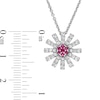 Lab-Created Ruby and White Lab-Created Sapphire Starburst Pendant in Sterling Silver