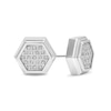 Thumbnail Image 0 of Men's 0.19 CT. T.W. Hexagon Multi-Diamond Layered Stud Earrings in Stainless Steel