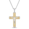 Thumbnail Image 0 of Men's Multi-Finish Step-Ends Lord's Prayer Crucifix Pendant in Stainless Steel and Yellow IP - 24"