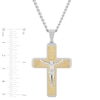 Thumbnail Image 1 of Men's Multi-Finish Step-Ends Lord's Prayer Crucifix Pendant in Stainless Steel and Yellow IP - 24"