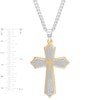 Thumbnail Image 1 of Men's Multi-Finish Point-Ends Lord's Prayer Layered Cross Pendant in Stainless Steel and Yellow IP - 24"
