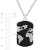 Men's Multi-Finish World Map Dog Tag Pendant in Stainless Steel and Black IP with Black Resin - 24"