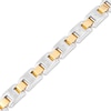 Thumbnail Image 0 of Men's 0.10 CT. T.W. Diamond Multi-Finish Stepped Edge Solid Link Bracelet in Stainless Steel and Yellow IP - 8.5"