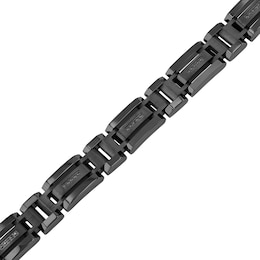 Men's 0.15 CT. T.W. Black Enhanced Diamond Triple Row Link Bracelet in Stainless Steel with Black IP - 8.75&quot;