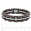 Men's 0.31 CT. T.W. Diamond Riveted Multi-Row Link Bracelet in Stainless Steel with Black and Rose IP - 8.5"