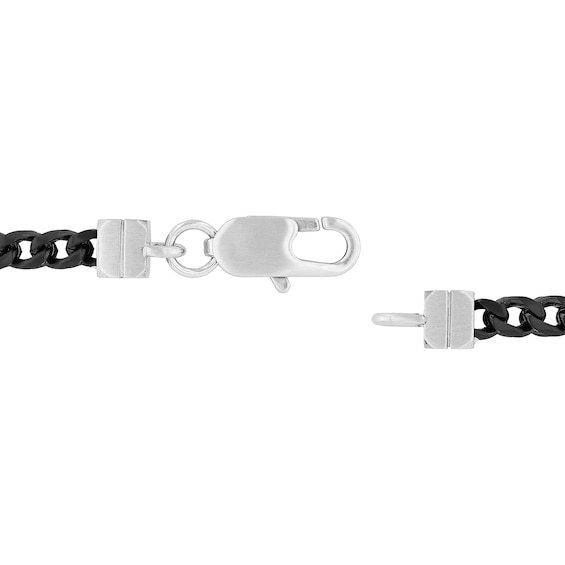 Men's 0.19 CT. T.W. Black Enhanced Diamond Multi-Finish Border ID Bracelet in Stainless Steel and Black IP - 8.5"