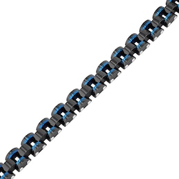 Men's 8.75mm Multi-Finish Riveted Dome Link Bracelet in Stainless Steel with Black and Blue IP - 8.5&quot;