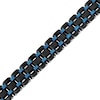 Thumbnail Image 0 of Men's 17.0mm Riveted Multi-Row Brick Pattern Link Bracelet in Stainless Steel with Black and Blue IP - 8.75"