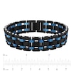 Thumbnail Image 2 of Men's 17.0mm Riveted Multi-Row Brick Pattern Link Bracelet in Stainless Steel with Black and Blue IP - 8.75"
