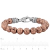 Thumbnail Image 2 of Men's 10.0mm Rose Lava Bead with Skull and Crossbones Bracelet in Stainless Steel with Gunmetal Grey and Rose IP - 8.5"