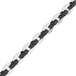 Men's 7.0mm Link Chain Bracelet in Stainless Steel and Black IP - 8.75&quot;