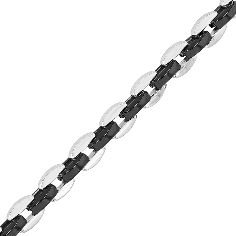Men's 7.0mm Link Chain Bracelet in Stainless Steel and Black IP - 8.75"