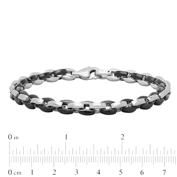 Men's 7.0mm Link Chain Bracelet in Stainless Steel and Black IP - 8.75"