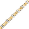 Thumbnail Image 0 of Men's 15.0mm Multi-Finish Riveted Mirrored Link Bracelet in Stainless Steel and Yellow IP - 8.5"