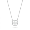 Thumbnail Image 0 of Heart-Shaped Four-Leaf Clover Outline Necklace in 10K White Gold - 17.5"