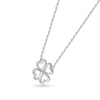 Thumbnail Image 1 of Heart-Shaped Four-Leaf Clover Outline Necklace in 10K White Gold - 17.5"