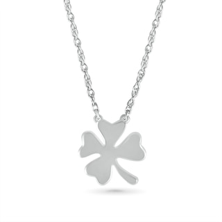 Four-Leaf Clover Necklace in 10K White Gold - 17.75"