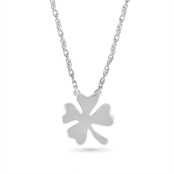 Four-Leaf Clover Necklace in 10K White Gold - 17.75"