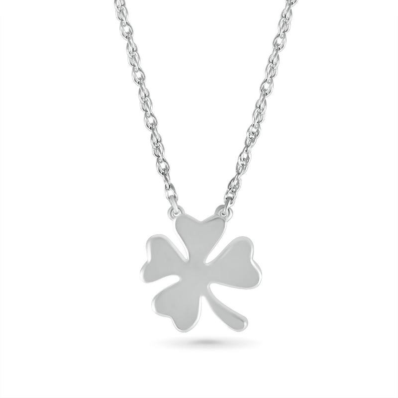 Four-Leaf Clover Necklace in 10K White Gold - 17.75"|Peoples Jewellers