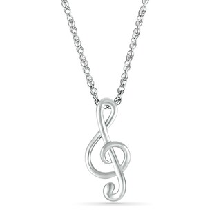 Treble Clef Pendant in 10K White Gold