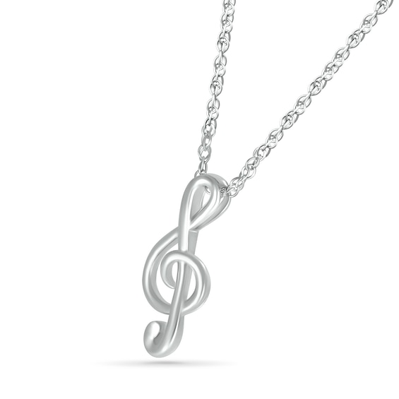 Treble Clef Pendant in 10K White Gold