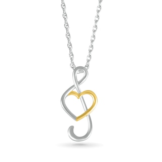 Treble Clef Heart Pendant in 10K Two-Tone Gold