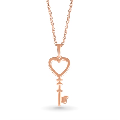 Heart-Top Key Pendant in 10K Rose Gold