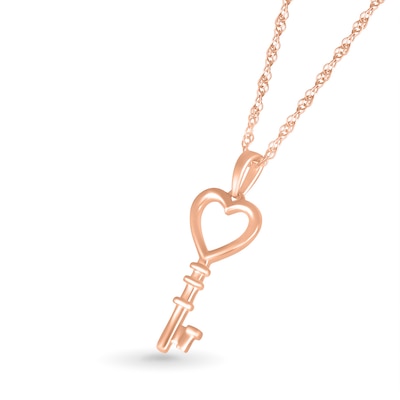 Heart-Top Key Pendant in 10K Rose Gold