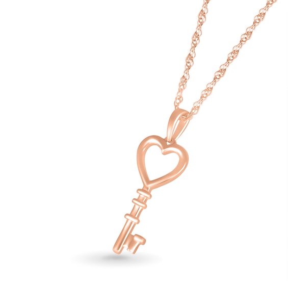 Heart-Top Key Pendant in 10K Rose Gold