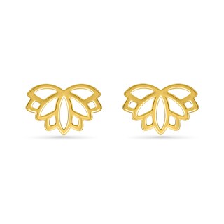 Lotus Flower Outline Stud Earrings in 10K Gold