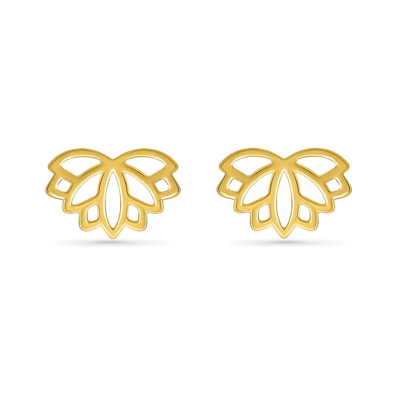 Lotus Flower Outline Stud Earrings in 10K Gold|Peoples Jewellers