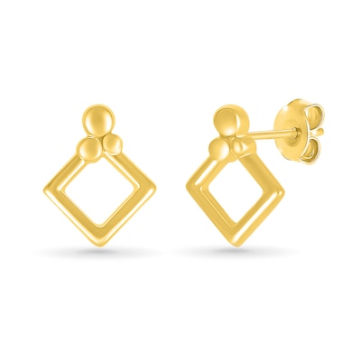 Geometric Doorknocker Stud Earrings in 10K Gold