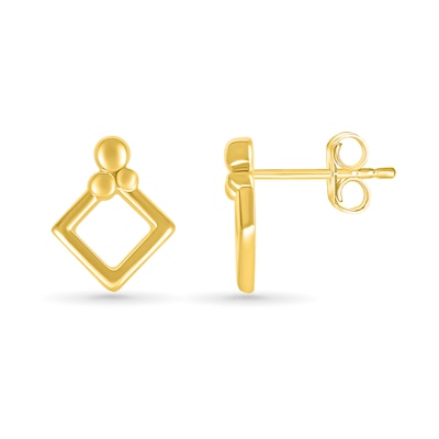 Geometric Doorknocker Stud Earrings in 10K Gold