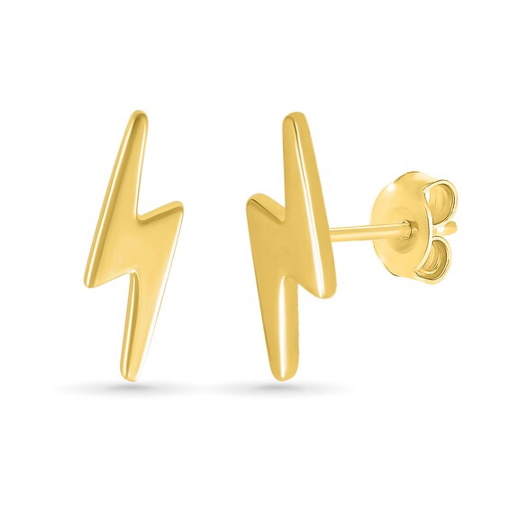 Lightning Bolt Stud Earrings in 10K Gold