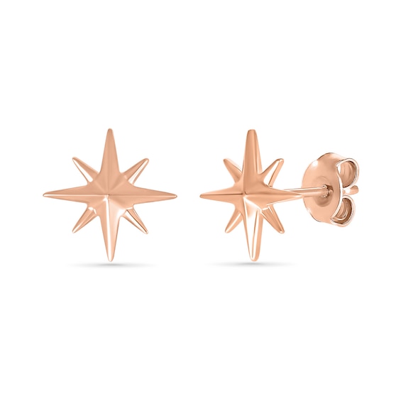 Eight-Point Star Stud Earrings in 10K Rose Gold