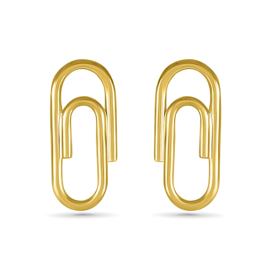 Paper Clip Stud Earrings in 10K Gold