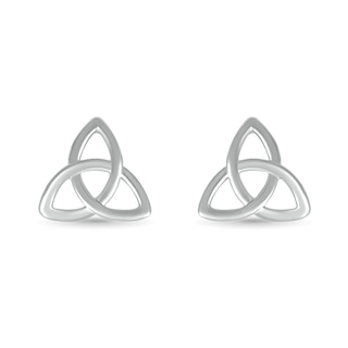 Celtic Trinity Knot Stud Earrings in 10K White Gold