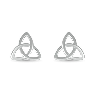 Celtic Trinity Knot Stud Earrings in 10K White Gold