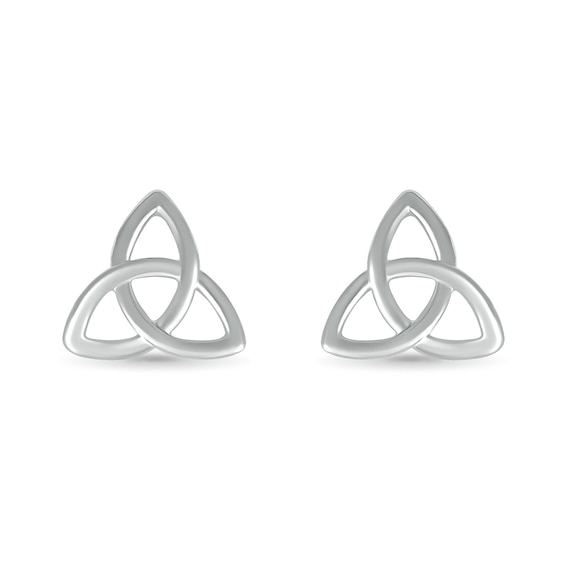 Celtic Trinity Knot Stud Earrings in 10K White Gold