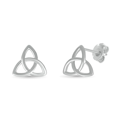 Celtic Trinity Knot Stud Earrings in 10K White Gold