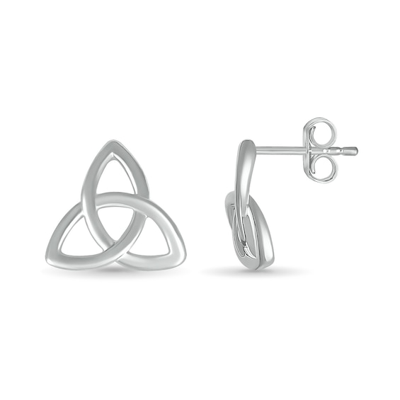 Celtic Trinity Knot Stud Earrings in 10K White Gold