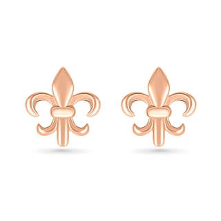 Fleur-de-Lis Stud Earrings in 10K Rose Gold