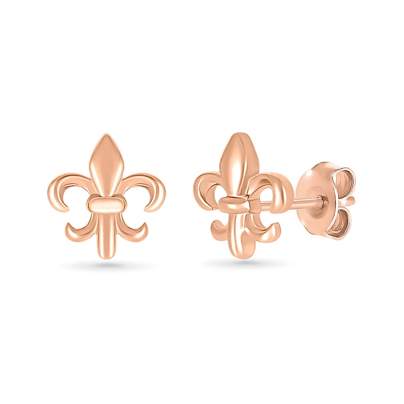 Fleur-de-Lis Stud Earrings in 10K Rose Gold|Peoples Jewellers
